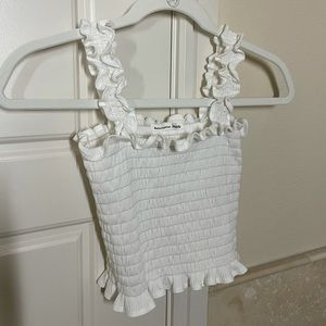 Reformation White Ruched Top